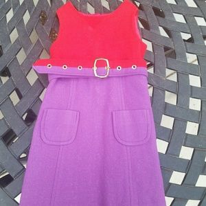 Milly Mini red and purple belted dress